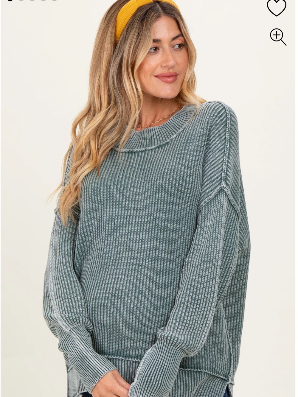 Pinkblush Maternity Ribbed Crewneck Sweater in Sage Green